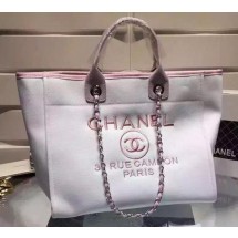 Chanel Large Canvas Tote Shopping Bag A5002 Light Pink JK305fH28