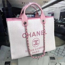 Chanel Large Canvas Tote Shopping Bag CHA1679 Pink JK25Gh26