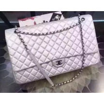 Chanel Large Classic Flap Bag Sheepskin Leather A40912 White JK182zd34