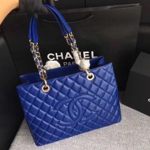 Chanel LE Boy Grand Shopping Tote Bag GST Blue Cannage Pattern A50995 Gold JK5779EC68