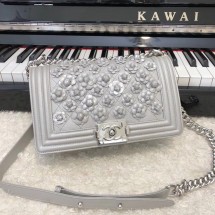 Chanel Leboy Original Calfskin leather Shoulder Bag E67086 silver & silver-Tone Metal JK4772nB26