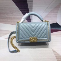 Chanel Leboy Original leather Shoulder Bag V67086 light blue & gold -Tone Metal JK4433DO87