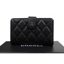 Chanel Matelasse Bi-Fold Wallet Original Cannage Pattern Leater CHA48667 Black JK1523bT70