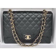 Chanel Maxi Classic Bag A36098 Black Cannage Pattern Gold JK187Cw85