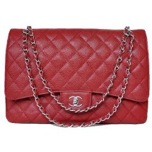 Chanel Maxi Quilted Classic Flap Bag Burgundy Cannage Patterns A58601 Silver JK687DV39