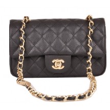 Chanel mini Classic Flap Bag Black Cannage Pattern 1117 Gold JK1107VF54