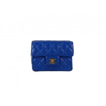 Chanel mini Classic Flap Bag Blue Sheekskin CHA1115 Gold JK1113aM39