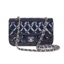 Chanel mini Classic Flap Bag Royal Patent Leather 1117 Silver JK1060mV18