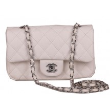 Chanel mini Classic Flap Bag White Cannage Pattern 1117 Silver JK1108rh54