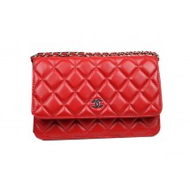 Chanel mini Flap Bag CHA33814 Red Original Sheepskin Leather Silver JK1036Jz48