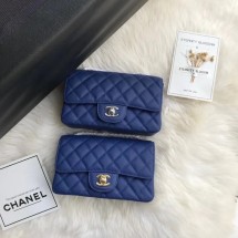 Chanel mini flap bag Grained Calfskin A1116 dark blue JK3482nS91