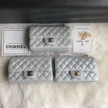 Chanel mini flap bag Grained Calfskin A1116 silver JK3480vN22