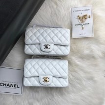 Chanel mini flap bag Grained Calfskin A1116 white JK3492Kd37