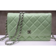 Chanel mini Flap Bag Green Patent Leather A33814P Silver JK162mm78