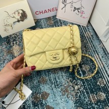 Chanel MINI Flap Bag Original Sheepskin Leather 1115 light yellow JK2695SS41