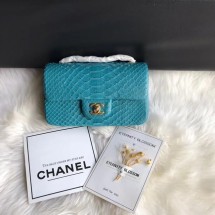 Chanel Mini Flap Bag Python & Gold-Tone Metal A69900 blue JK4966Fh96