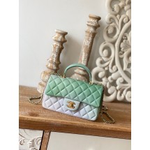 CHANEL mini flap bag with top handle AS2431 Green JK2404Il41