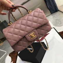 CHANEL mini flap bag with top handle AS2431 pink JK3278Cw85