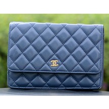 Chanel mini Flap Bags Blue Sheepskin Leather A33814 Gold JK560UW57