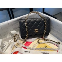 Chanel mini Shoulder Bag Grained Calfskin&Gold-Tone Metal AP2804 black JK2544Yf79