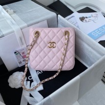 Chanel mini Shoulder Bag Grained Calfskin&Gold-Tone Metal AS3176 pink JK2495io33