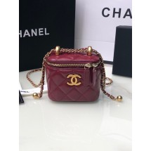 Chanel mini Shoulder Bag Lambskin & Gold-Tone Metal AP2292 Burgundy JK2567vj67