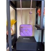 Chanel mini Shoulder Bag Lambskin & Gold-Tone Metal AP2929 Purple JK2476Xr72