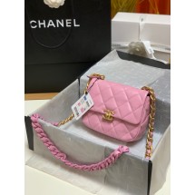 Chanel mini Shoulder Bag Lambskin&Gold-Tone Metal AS3205 pink JK2508Qu69