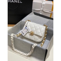 Chanel mini Shoulder Bag Lambskin&Gold-Tone Metal AS3205 white JK2509Yr55