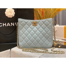 Chanel mini Shoulder Bag Lambskin&Gold-Tone Metal AS3259 sky blue JK2532KX86