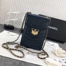 Chanel Original Clutch with Chain A81226 Calfskin & Gold-Tone Metal A81226 dark blue JK4958CI68