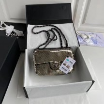 Chanel Original flap bag Sequins&sheepskin AS1448 grey JK3954EC68