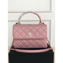 Chanel original lambskin top handle flap bag AS92236 pink&Gold-Tone Metal JK3100fo19