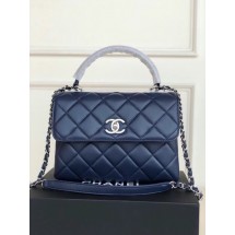 Chanel original lambskin top handle flap bag AS92236 royal blue&silver-Tone Metal JK3102Wi77