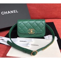 Chanel Original Sheepskin Leather Belt Bag Green 33866 Gold JK4486oK58