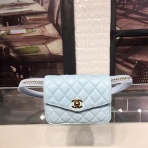 Chanel Original waist pack Sheepskin 4771 sky blue JK5118RX32