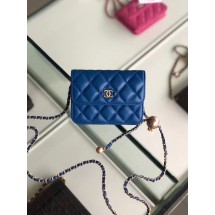 Chanel Sheepskin Original Leather Pocket AP0146 blue JK3992KX86