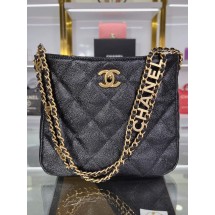 Chanel Shoulder Bag Grained Calfskin&Gold-Tone Metal AS3223 black JK2498rd58