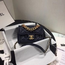 Chanel Shoulder Bag Original Leather Navy 50937 Gold JK4577nS91