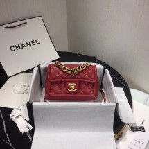 Chanel Shoulder Bag Original Leather Red 50937 Gold JK4578Eb92