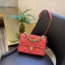 Chanel Shoulder Bag Original Leather Red 50938 Gold JK4575vN22