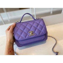 Chanel small flap bag Calfskin & Gold-Tone Metal A93749 purple JK3790SS41