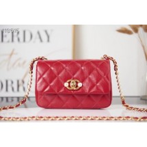 Chanel SMALL FLAP BAG Calfskin Imitation Pearls & Gold-Tone Metal AS3001 red JK2876VI95