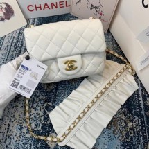 Chanel small flap bag Lambskin & Gold-Tone Metal AS2203 White JK3778DV39