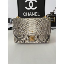 Chanel SMALL FLAP BAG Snakeskin & Gold-Tone Metal AS3214 gray JK2297vK93