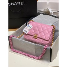 Chanel small Shoulder Bag Lambskin&Gold-Tone Metal AS3206 pink JK2503DS71