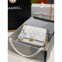 Chanel small Shoulder Bag Lambskin&Gold-Tone Metal AS3206 white JK2504XW58