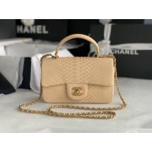 Chanel Snake skin mini flap bag with top handle AS2431 apricot JK2384wn15