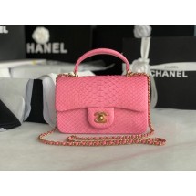 Chanel Snake skin mini flap bag with top handle AS2431 pink JK2385vN22