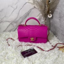 Chanel Snake skin mini flap bag with top handle AS2431 PLUM PURPLE JK2271yC28